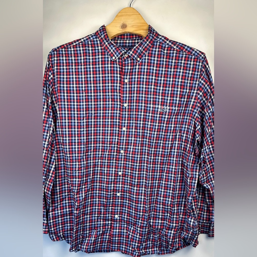 Men's Red and Blue‎ Plaid Shirt